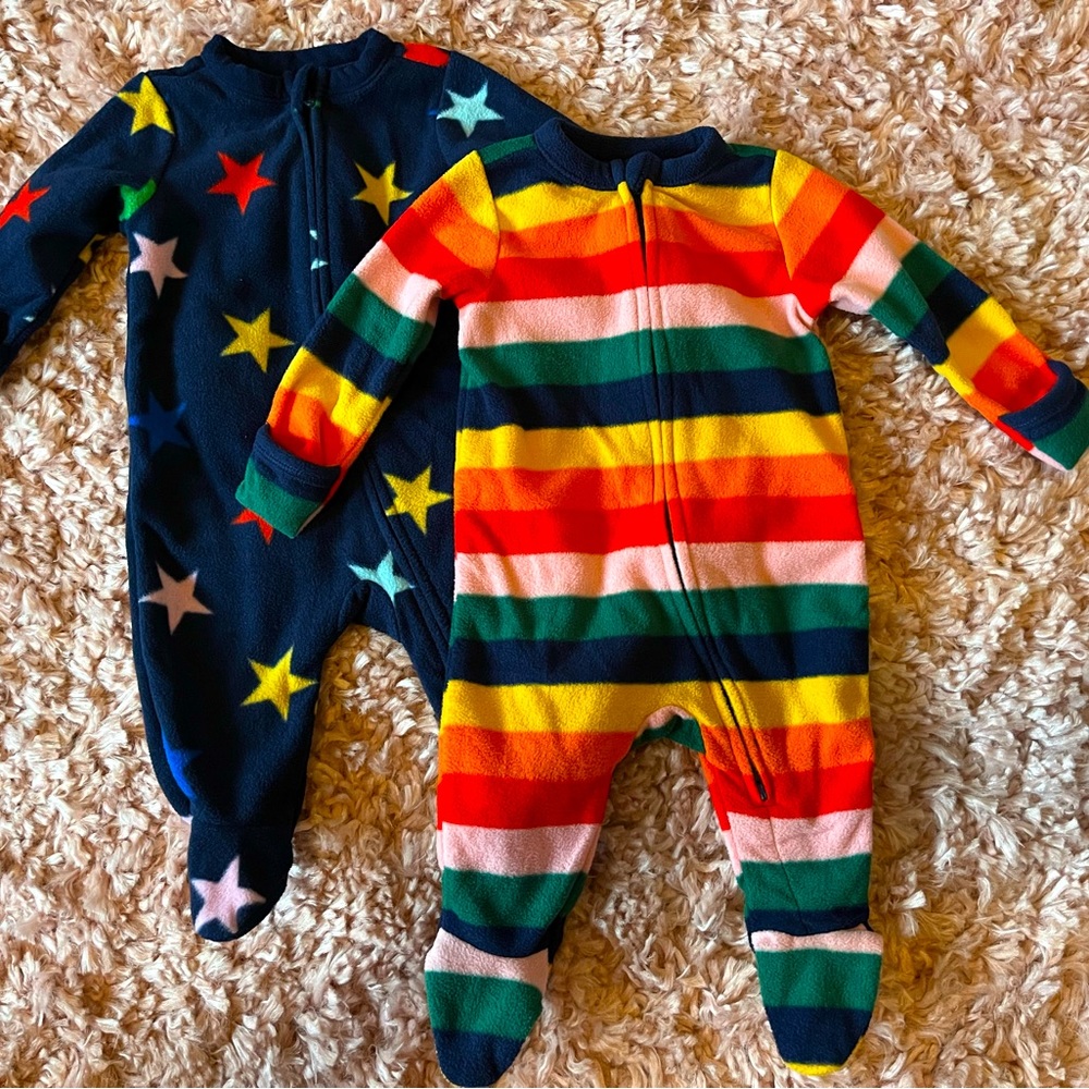 3 Zip Up Footed Pajamas for Infant (bundled)